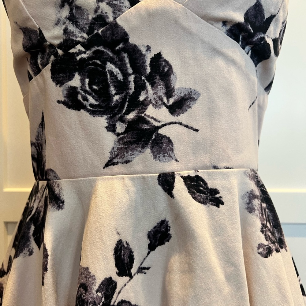 Ixia Floral Halter Mini Dress Black Strapless Size M - Picture 4 of 11